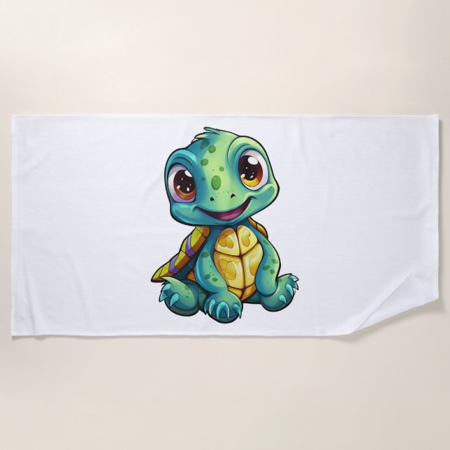 Serviette De Plage Illustration de tortue caricaturale (Devant)