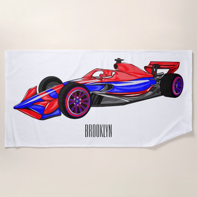 Serviette De Plage Illustration de voiture de course professionnelle (Devant)