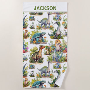 Serviette De Plage Illustration Dinosaure