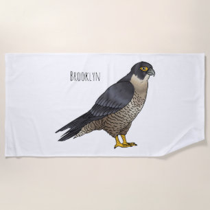 Serviette De Plage Illustration d'oiseau de faucon pèlerin