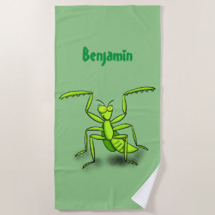 Serviette De Plage Illustration drôle de mante verte en prière