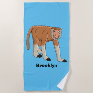 Serviette De Plage Illustration drôle de singe proboscis