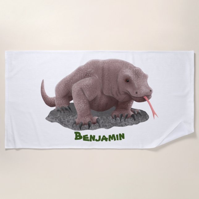 Serviette De Plage Illustration du dragon de Komodo (Devant)