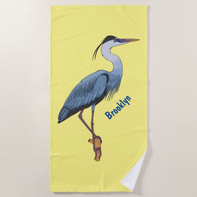 Serviette De Plage Illustration du grand héron bleu (Devant)