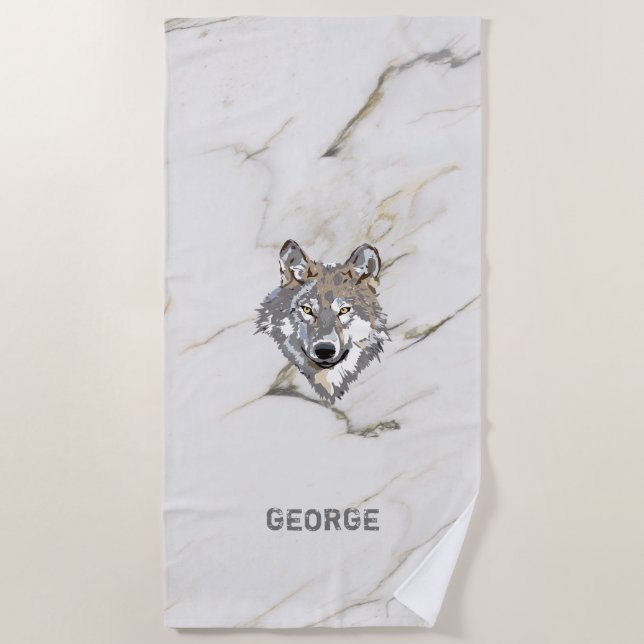 Serviette De Plage Illustration du loup (Devant)