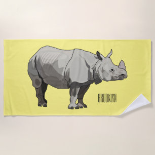 Serviette De Plage Illustration du rhinocéros de Javan