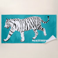 Illustration du tigre blanc sur Turquoise personna