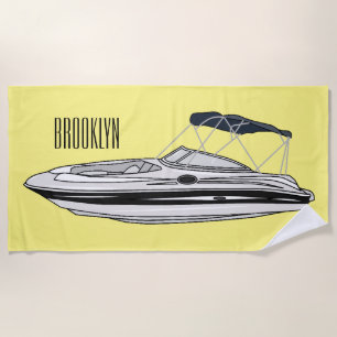 Serviette De Plage Illustration d'un bateau à moteur