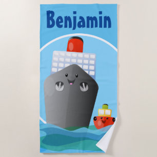 Serviette De Plage Illustration d'un bateau remorqueur de croisière m