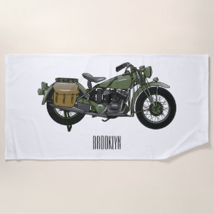 Serviette De Plage Illustration d'une moto de croiseur militaire