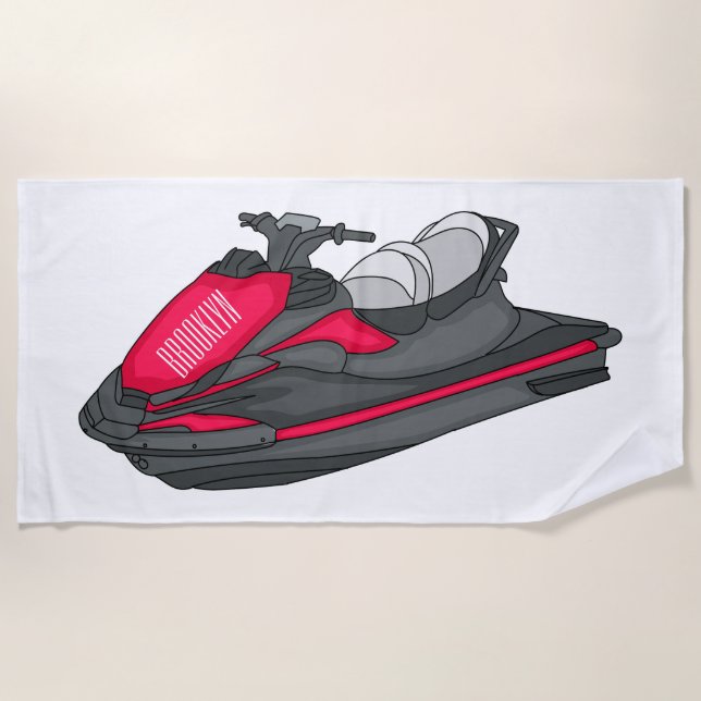 Serviette De Plage Illustration Jet ski (Devant)