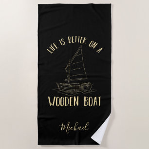 Serviette De Plage Illustration nautique personnalisée de bateau mari