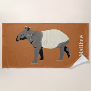 Serviette De Plage Illustration personnalisée de tapir malais ou asia