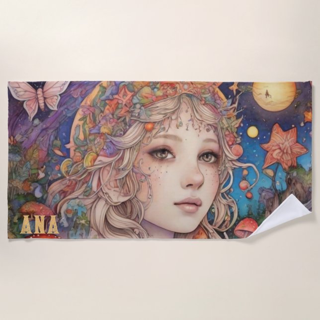 Serviette De Plage Imaginaire magique mystique fille (Devant)