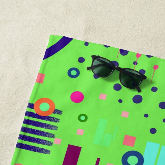 Serviette De Plage Impression abstraite vert citron (En situation)