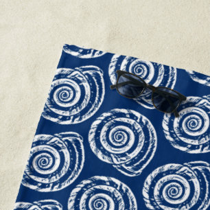 Serviette De Plage Impression de bloc de coquille de mer en spirale,