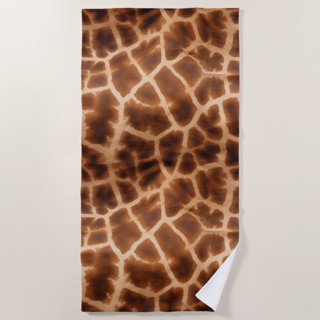 Serviette De Plage Impression de girafe Brown (Devant)