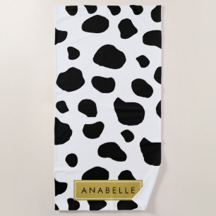 Serviette De Plage Impression De Vache, Spots De Vache, Noir Et Blanc