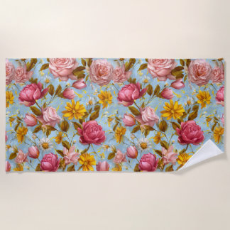 Serviette De Plage Impression florale de style antique