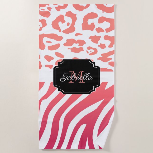 Serviette De Plage Impression Lepard / Impression Zebra (Devant)