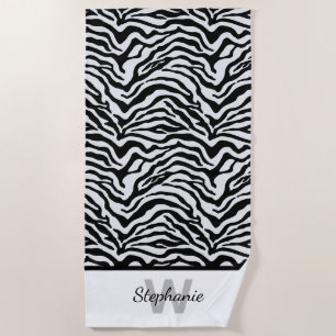 Serviette De Plage Impression Zèbre noir et blanc