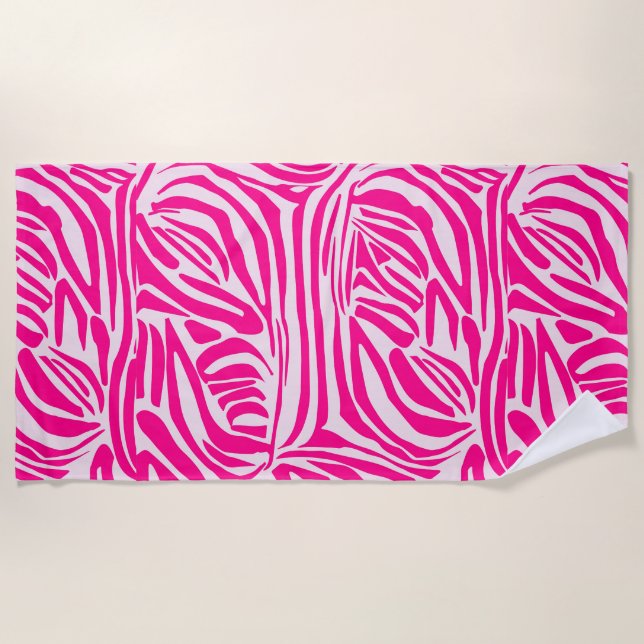 Serviette De Plage Impression zèbre rose (Devant)