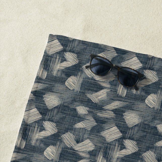 Serviette De Plage Indigo Dreams déchaîné Shibori Japonais (En situation)
