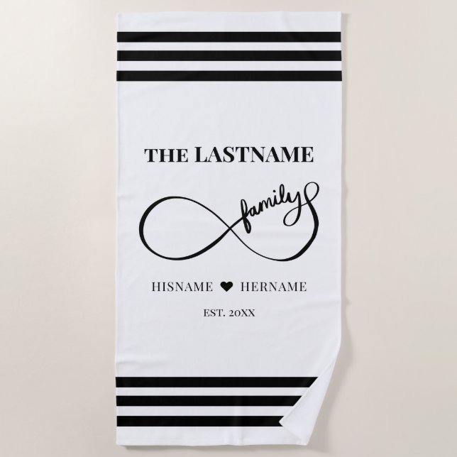 Serviette De Plage Infinity Personalized Family Name and Est. Date (Devant)