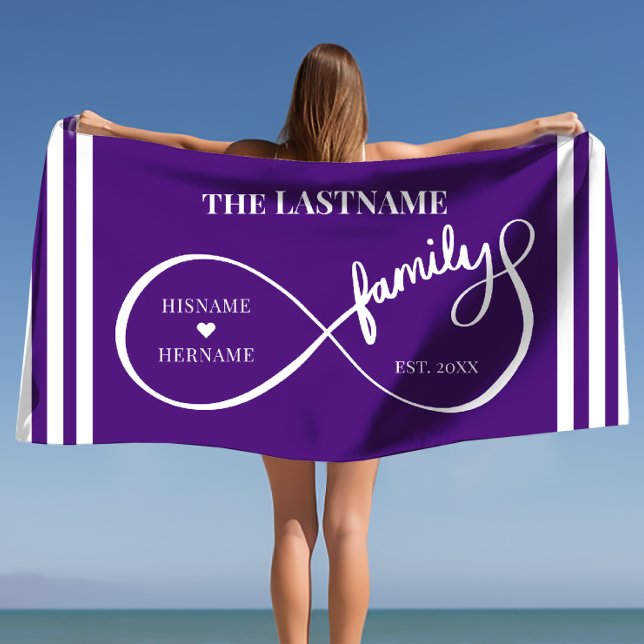 Serviette De Plage Infinity Personalized Family Name and Est. Date (Infinity Personalized Family Name and Est. Date Beach Towel)