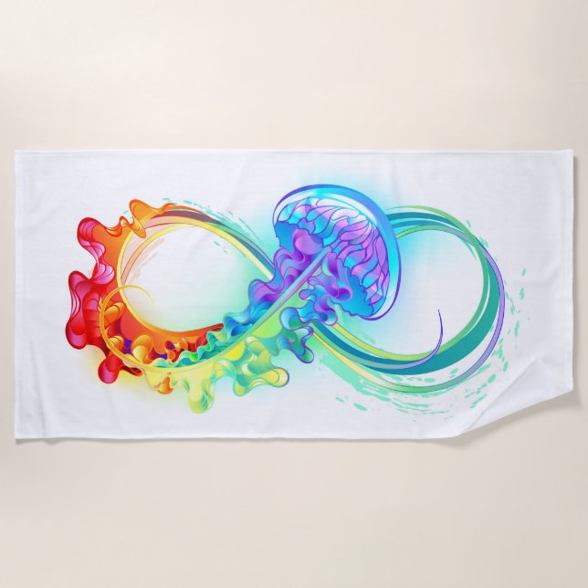 Serviette De Plage Infinity with Rainbow Jellyfish (Devant)