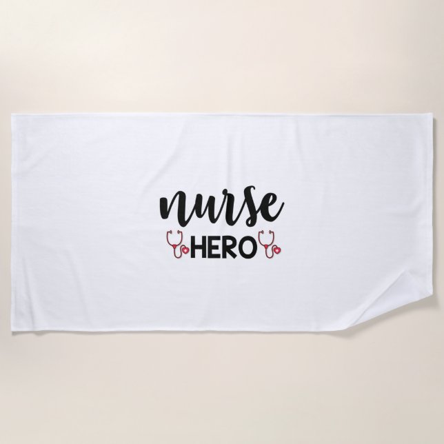 Serviette De Plage Infirmière Cadeau Infirmière Hero (Devant)