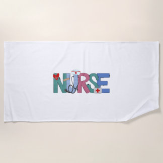 Serviette De Plage Infirmière Doodle Life Heart Motivational Help