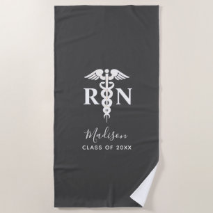 Serviette De Plage Infirmière Graduation Médicale Gris Blanc Personna