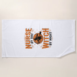 Serviette De Plage Infirmière le jour, sorcière la nuit, design Hallo