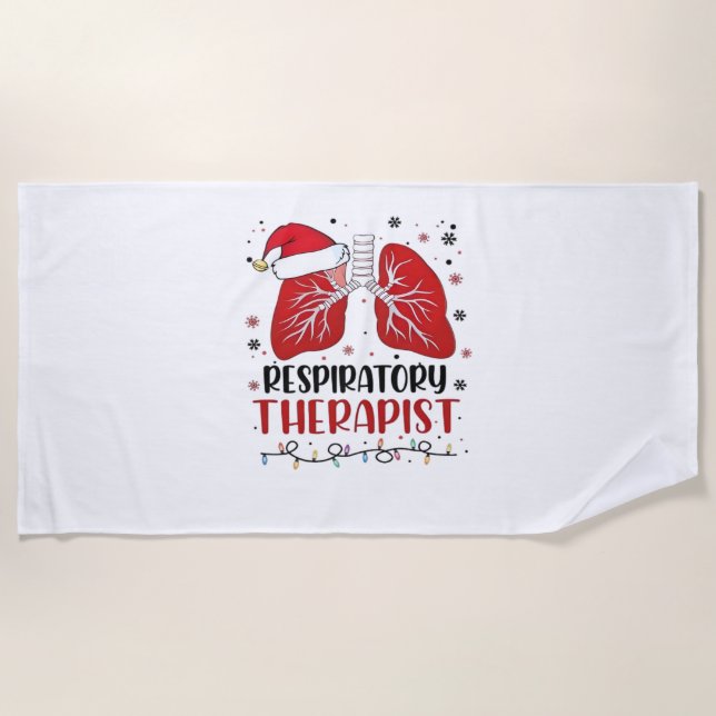 Serviette De Plage Infirmière thérapeute respiratoire Noël, Poumon Ch (Devant)