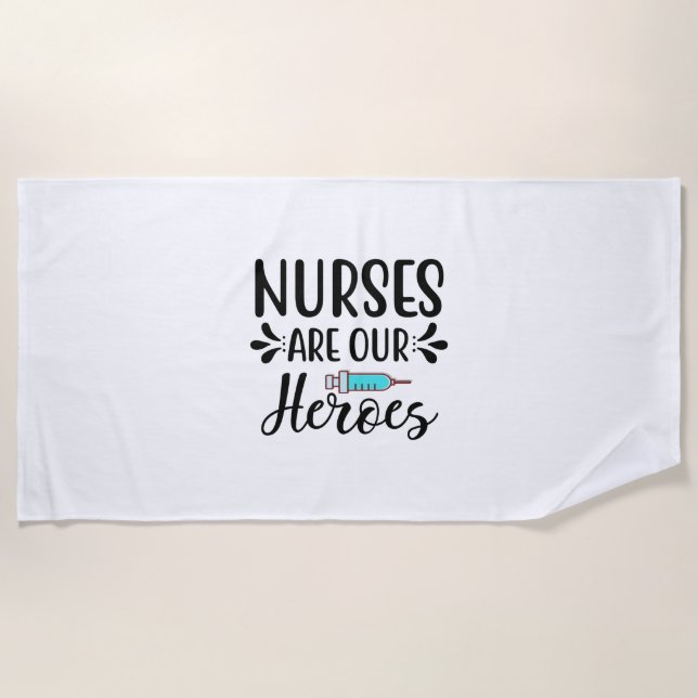 Serviette De Plage Infirmières Cadeaux Les Infirmières Sont Nos Héros (Devant)