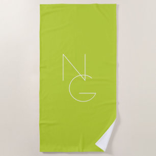 Serviette De Plage Initiales de chevauchement modernes 2 Lime vert