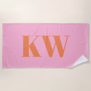 Serviette De Plage Initiales de monogramme rose orange moderne person