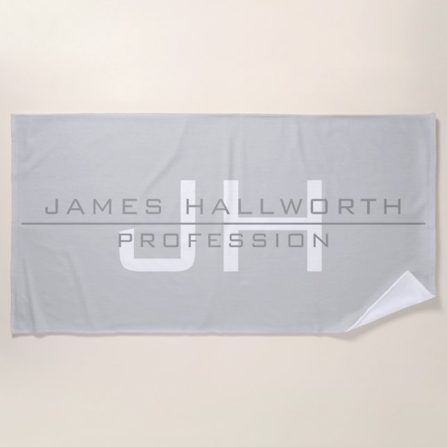 Serviette De Plage Initiales monogrammes modernes (ou autre texte) Gr (Devant)