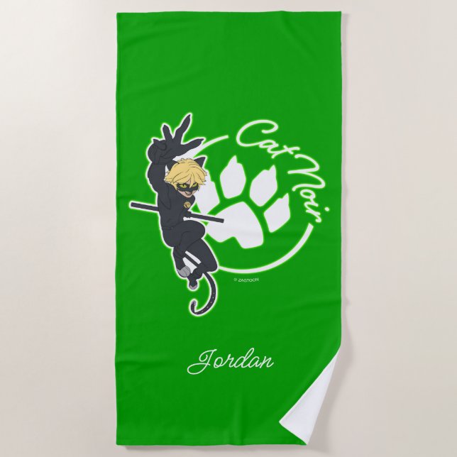 Serviette De Plage Insigne Cat Noir (Devant)
