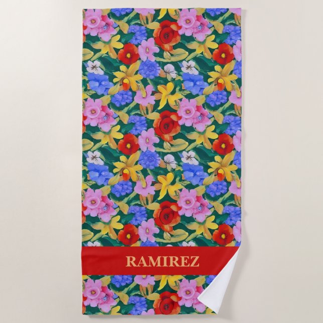 Serviette de plage inspirée Frida Kahlo (Devant)