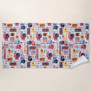 Serviette De Plage Instruments de musique colorés motif