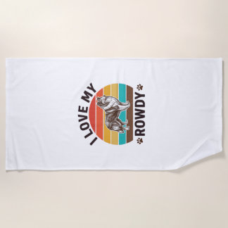 Serviette De Plage J'adore mon design de chien Colley vintage turbule