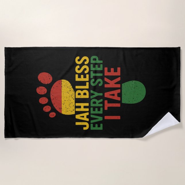 Serviette De Plage Jah Bless Every Step I take Rasta (Devant)