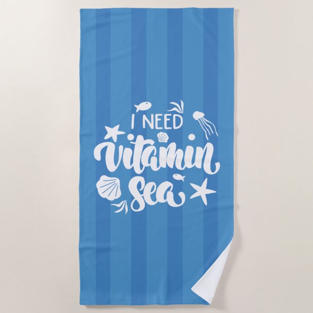 Serviette De Plage J'ai besoin de la mer de vitamine (Devant)