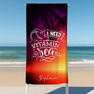 Serviette De Plage J'ai besoin de vitamine mer Mignon Personnalisé