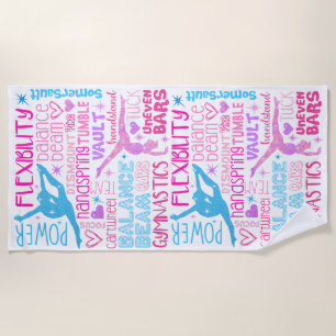 Serviette De Plage J'aime Gymnastique-filles rose, violet et bleu Pap