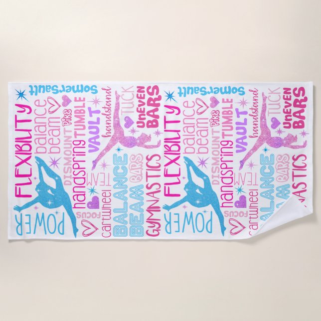 Serviette De Plage J'aime Gymnastique-filles rose, violet et bleu Pap (Devant)