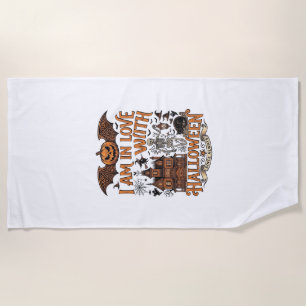 Serviette De Plage J'aime Halloween Maison Hantée Squelette Citrouill
