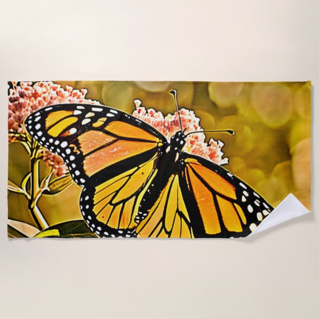 Serviette De Plage Jardin artistique papillon monarque (Devant)